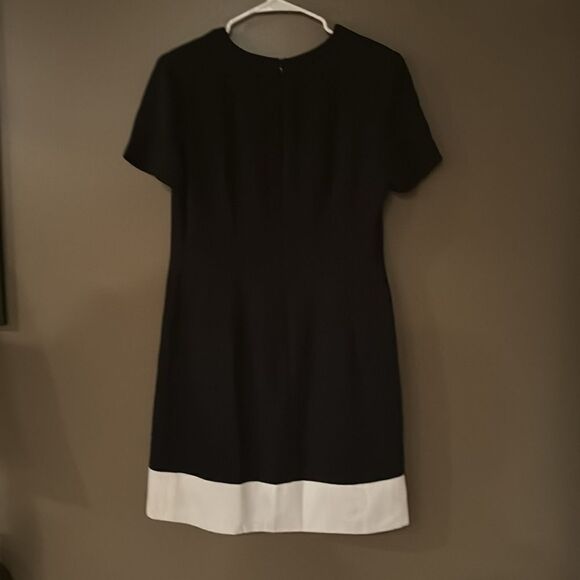 Talbots Black Dress With White Trim Size 10 Short Sleeve - Picture 2 of 6